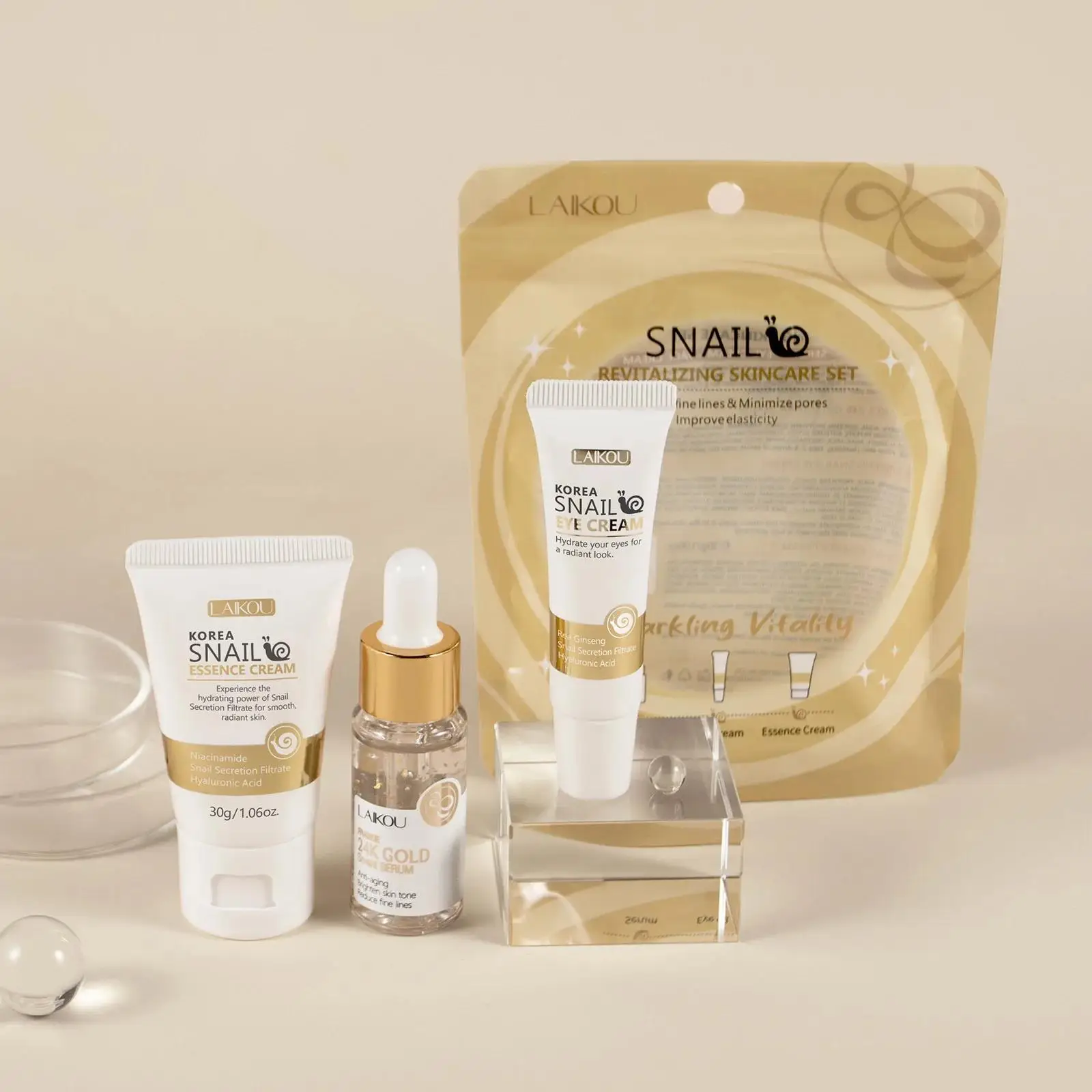 Luxury Natural Skincare - Zestaw serum, kremu pod oczy i